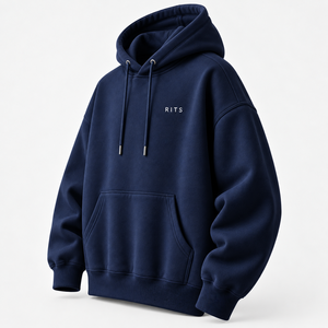 Sudadera con Capucha de Felpa Azul Marino Extra Grande para Hombre RITS con Bolsillo Frontal, Corte Regular, Ropa Casual de Otoño, Precio al por Mayor, Personalizable - Product Image 6
