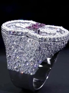 Custom Number Iced Out <b>925</b> Sterling <b>Silver</b> Cocktail <b>Ring</b> Round Cut VVS Moissanite Diamond Pave Setting Hip Hop Men's Wear <b>Ring</b> - Product Image 3