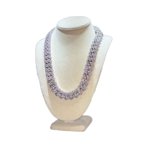 Collar Unisex de Cadena Cubana con Moissanita VVS D, Joyería Hip Hop de Moda, Plata 925, con Incrustaciones de Diamantes de Zirconia, para Hombre y Mujer - Product Image 1