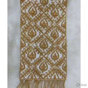 Aziza ผ้าคอตตอนปักสีทองงาช้างพร้อมสายรัดด้านหลัง - Product Image 2