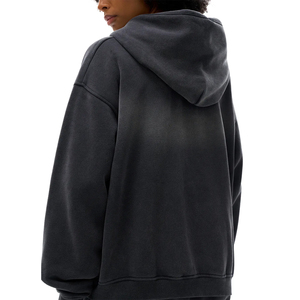 Sweat-shirts à capuche zippés pour hommes de qualité supérieure, personnalisés avec logo brodé, en tissu épais délavé à l'acide, impression personnalisée - Product Image 5