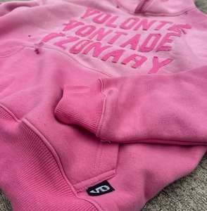 Custom Men's Vintage Stone Acid Wash Zip Hoodie Solid Pattern Sun-Faded Prints Embroidered Patches Distressed Trending Hoodies - Product Image 2