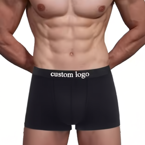 Calzoncillos bóxer de corte medio para hombre, color liso, estilo deportivo, antidesgarros, de algodón, con logo personalizado, ajuste holgado, buena calidad - Product Image 3
