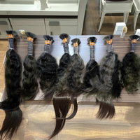 Indian mentah alami tidak diproses lembut dan halus Remy tunggal kuil ditarik mentah Indian Virgin rambut manusia jumlah besar, rambut mentah tanpa pakan