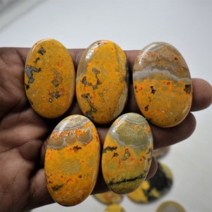 Wholesale Natural Bumblebee Jasper Cabochon Loose Gemstones Flatback for Jewelry Making Macrame Pendant MAHNAJGEMS - Product Image 6