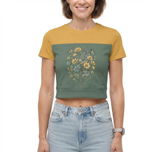 T-shirts courts élégants pour femmes, tissu doux, tenue décontractée d'été, style streetwear tendance, look mode - Product Image 1