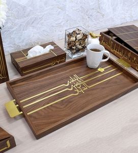 Plateau de service rond en bambou avec couvercle, boîte à collation divisée en 4 compartiments, motif végétal moderne, durable, passe au lave-vaisselle, idéal pour les fêtes - Product Image 2