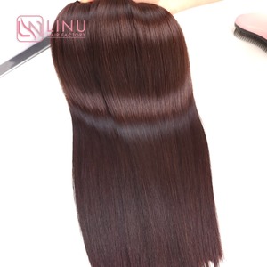 Prix usine 100% brut vierge vietnamien trame humaine dentelle perruque os droit brun foncé couleur Super Double dessiné Extensions de cheveux - Product Image 2