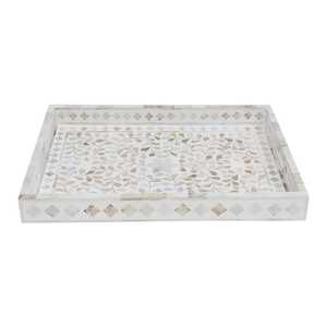 Plateau de service et de rangement en mosaïque de nacre artisanale, organisateur élégant et luxueux pour la salle à manger, la décoration de table et l'exposition - Product Image 1