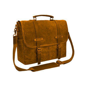 Sac messager unisexe en cuir véritable vintage avec bandoulière, fermeture éclair, léger, durable, design pliable pour un usage quotidien - Product Image 1
