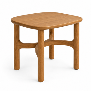 Modern Scandinavian <b>Solid</b> Teak <b>Wood</b> <b>Dining</b> <b>Table</b> <b>Rounded</b> Square Top Architectural Arched Frame Eco-Friendly Waterproof Hotel - Product Image 2