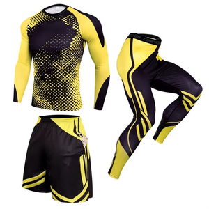 Ensemble de vêtements de sport thermiques solides pour la gym, haut à manches longues et pantalon de jogging sans couture - Product Image 1