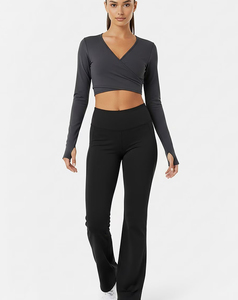 Pantalon de yoga évasé sans couture pour femme, respirant, séchage rapide, extensible dans quatre directions, grande taille, faible MOQ, vente en gros 2026 - Product Image 3