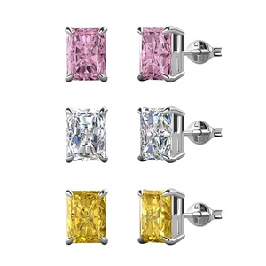 Haute qualité glace pierre concassée 925 en argent Sterling coupe radiante rose Solitaire boucles d'oreilles fines femmes bijoux destin bijoux - Product Image 5