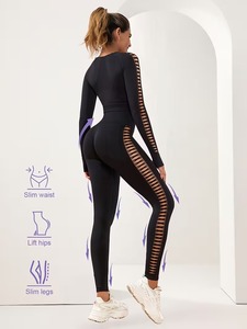 Seamless 2 Piece Yoga Outfits Women <b>Tie</b> <b>Dye</b> Side Cutout Long Sleeve Crop Top with High Waisted Butt Lifting Workout Leggings <b>Set</b> - Product Image 6