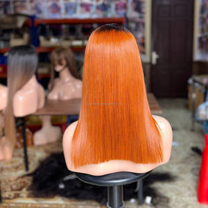 Perruques en cheveux humains vietnamiens de la meilleure qualité avec frange, perruques sans colle à dentelle frontale, cheveux bruts ultra-lisses, style perruque à frange - Product Image 3