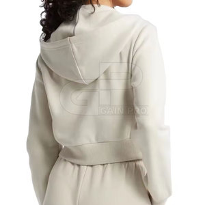 Women Short Cropped Zipper Hoodies Hooded <b>Tops</b> Drop Shoulder Long Sleeves Soft Fabric <b>Zip</b> <b>Front</b> Fit Casual Fashion Wear - Product Image 3