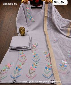 Proveedor de la mejor colección de conjuntos de Kurti-Pant y Dupatta rectos con bordados romanos hechos a mano (Zardozi y con cuentas) de Surat. - Product Image 5