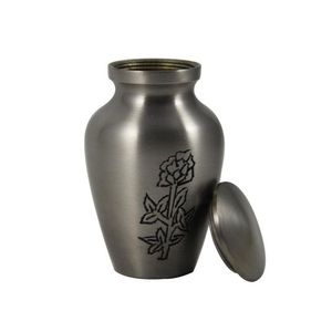 Urna Funeraria Plateada con Diseño de Rosa, Tamaño Pequeño, Recuerdo para Adultos, Artículos Funerarios, Metal Duradero, Personalizable, Urnas para Adultos y Mascotas - Product Image 1