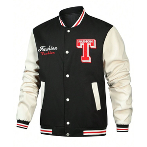 Veste de baseball en cuir véritable pour homme avec broderie chenille personnalisée, veste décontractée tissée pour l'hiver - Product Image 5