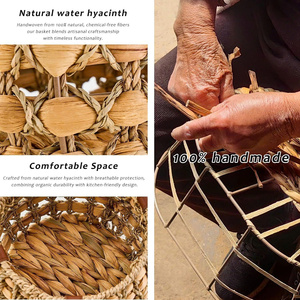 Aesthetic Artisanal Eco-Friendly Vintage Weaving Multi Functionality <b>Egg</b> Fruit Kitchen Storage Items Water Hyacinth <b>Basket</b> - Product Image 6