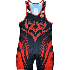 Men's Red Black Geometric Print Wrestling Singlet Moisture Wicking Fitted Tank Sleeveless Adult Size All Seasons - Product Image 1