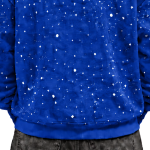 Sudadera con Capucha Extra Grande para Hombre, Estampado Galáctico Azul Cobalto, Felpa Gruesa, Estilo Urbano, con Cordón Ajustable - Product Image 5