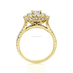 Anillo de Compromiso y Matrimonio Minimalista con Doble Halo, Engaste Pavé en Plata de Ley 925 con Moissanita para Regalos de Aniversario - Product Image 5