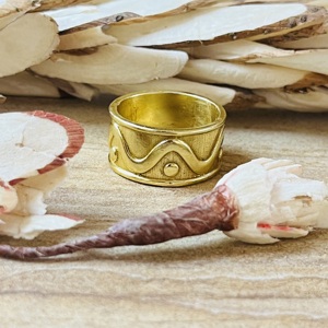 New Arrival Trendy Brass <b>Rings</b> Boho Wave Band Minimalist Brass Jewelry <b>Men</b> 18k Gold Plated Geometric Wide <b>Ring</b> Wholesale/OEM/ODM - Product Image 3
