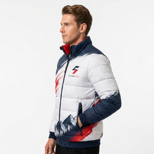 Men's Red Puffer <b>Jacket</b> Hooded Stand Collar Zipper Closure <b>Reversible</b> Breathable Windproof Casual Winter 100% Polyester Solid - Product Image 6