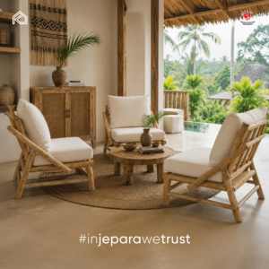 Chaise longue confortable en teck massif naturel de luxe, écologique, pour salon moderne, villa, patio - Artisanat indonésien - Product Image 5
