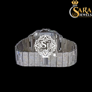 Reloj de lujo de la mejor calidad con pavé romano, movimiento automático cuadrado, Diamante tachonado con moissanita, 40mm, cristal analógico completo, moda antigua - Product Image 4