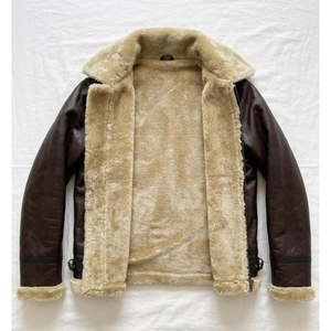 Veste en cuir de mouton pour homme, style sherpa, veste en cuir d'hiver, veste en fourrure chaude pour garçons, nouvelle veste en cuir fourrée - Product Image 4