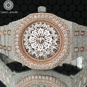Montre mécanique de luxe unisexe Charm_Jewells, boîtier tonneau 42 mm, acier inoxydable, lunette sertie de diamants, cadran analogique, fermoir pliant - Product Image 5