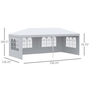 Gazebo per feste con tettoia grande 20x10 Grand Haven, pareti laterali rimovibili in PVC, telaio in acciaio e pali in ferro per grandi eventi - Product Image 3