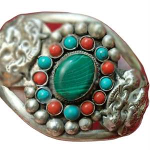 Asthamangal Men's Traditional Look <b>Copper</b> Alloy Antique Bronze Plated Fashion <b>Bracelets</b> & Bangles Multi Color Stone Set Gift - Product Image 4
