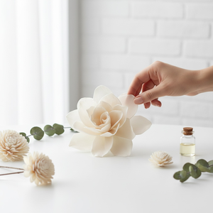 ดอกไม้ไม้โซลา VADEE SOLA WOOD FLOWER VDXXX-041 งานฝีมือทำมือ ดอกไม้ไม้โซลา YAYA ขนาด 8-8.5 ซม. ก้านใยพืชเซสบานีอา สำหรับอโรมาเธอราพี - Product Image 5