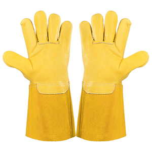 Nouveaux gants de soudage TIG en cuir de vachette jaune de 14 pouces avec doublure en Kevlar, vente chaude, gants de travail résistants à la chaleur pour soudeurs - Product Image 2
