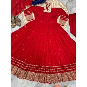 Vestido y pantalón Anarkali de fiesta para mujer con conjuntos elegantes Dupatta - Product Image 3