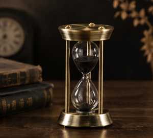 Traditional Antique Nautical Metal Compass Office Clock Polished Blue Liquid Sand <b>Timer</b> Digital Display Maritime Hourglass Metal - Product Image 3