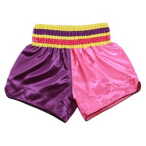 Shorts en satin taille haute pour homme, color block violet et rose, taille élastique, décontractés - Product Image 1