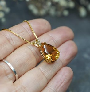 Collier pendentif en argent sterling 925 avec citrine taille poire, breloque solitaire en forme de goutte, bijoux faits à la main, délicat et minimaliste, cadeau pour femme - Product Image 2