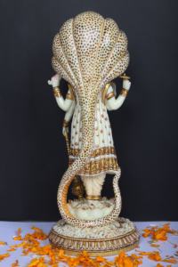 Estatua del Dios Hindú Vishnu, Figura de Vishnu de Mármol Blanco, Escultura de Dios Vishnu en Poliresina - Product Image 2