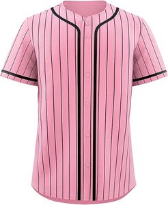 Pink Solid Baseball Jersey Short Sleeve V-neck Unisex Adult Regular Fit Breathable Polyester <b>Sport</b> <b>Apparel</b> Custom Team Name - Product Image 1