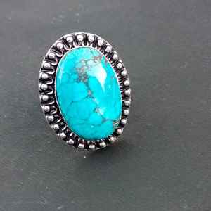 Natural Turquoise <b>Ring</b> 925 Sterling Silver Handmade Jewelry Gift For Women Birthday Unique Luxury Elegant Design - Product Image 1
