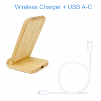 Support de chargeur sans fil en bambou 15W, charge rapide PD, organisateur de bureau en bois écologique, support de téléphone pour iPhone Android