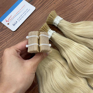 Extensiones de cabello I-Tip color rubio más vendidas, con puntas gruesas y onduladas naturales, hechas con cabello humano vietnamita 100%, fáciles de usar. - Product Image 3