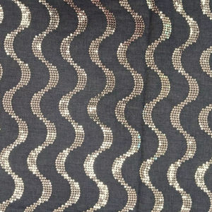 ผ้าเดนิมสีน้ำเงินกรมท่าคุณภาพพรีเมียม ปักลายคลื่นด้วยเลื่อม เหมาะสำหรับชุดเด็กหญิงและผู้หญิง - เนื้อผ้าเบาสบาย ระบายอากาศได้ดี - Product Image 1