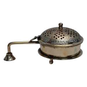 Quemador de incienso vintage de latón con asa, ecológico, para carbón y bakhoor, para decoración del hogar, templos y oficinas. - Product Image 1