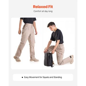 Pantaloni da Lavoro Ignifughi da Uomo 9 oz 100% Cotone, Pantaloni Cargo Resistenti alle Fiamme con Tasche Multiple, Vita Elastica Rinforzata Antistrappo, Taglia XL Formale - Product Image 3